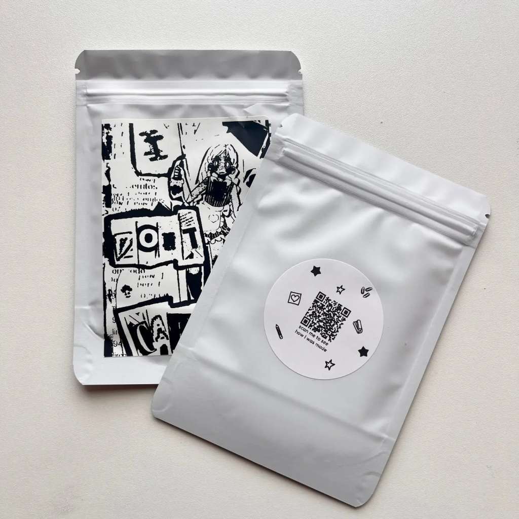 I DON'T CARE zine in bag Bre's Tiny Print Shop