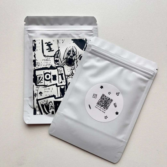 I DON'T CARE zine in bag Bre's Tiny Print Shop